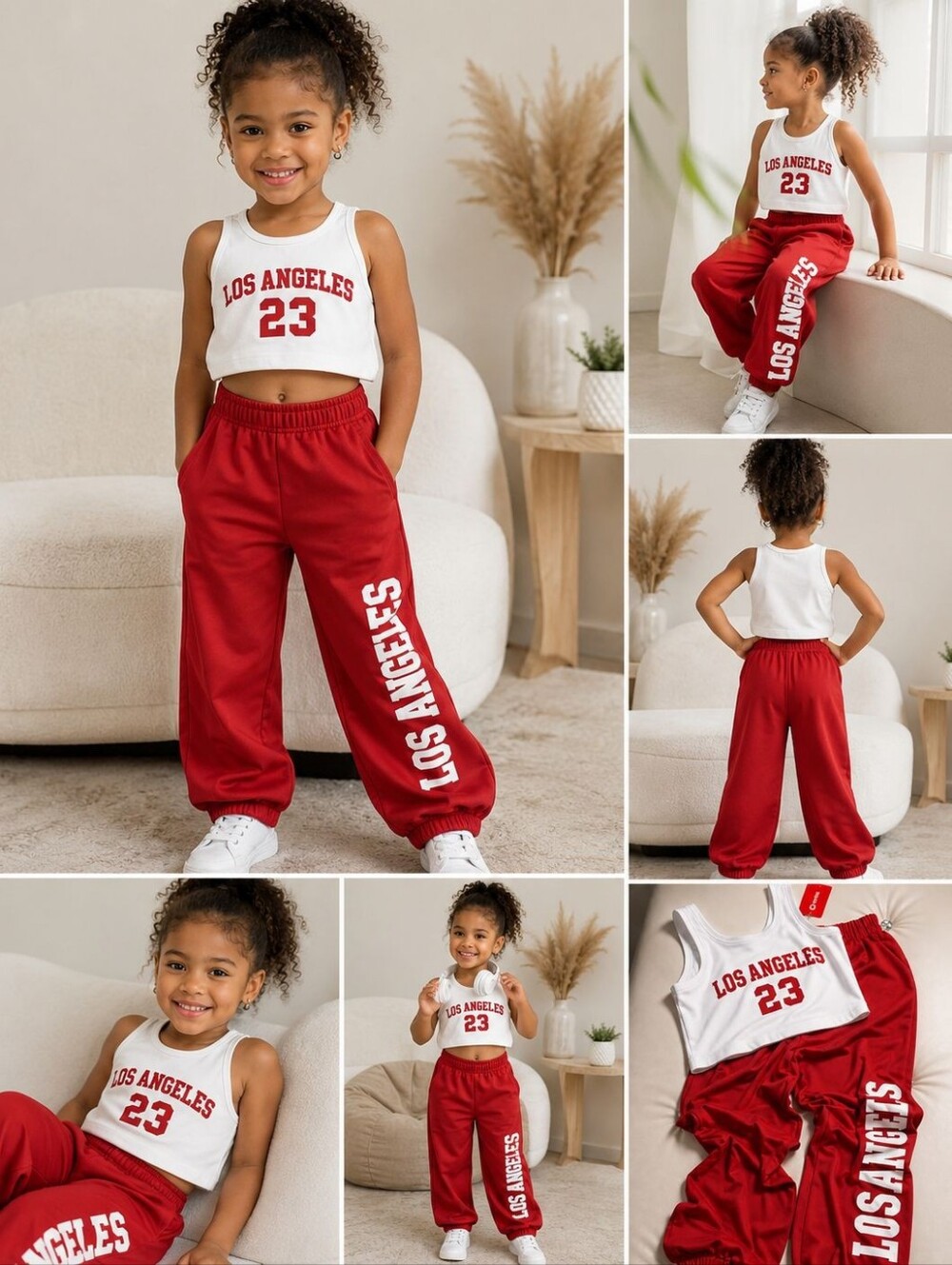 PatPat Red Los Angeles Jogger Pants for Kids